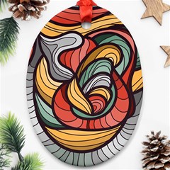 Beautiful Pattern Background Wave Chevron Waves Line Rainbow Art Oval Ornament (two Sides) by Mariart