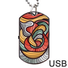 Beautiful Pattern Background Wave Chevron Waves Line Rainbow Art Dog Tag Usb Flash (one Side) by Mariart