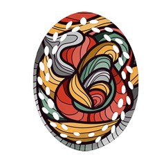 Beautiful Pattern Background Wave Chevron Waves Line Rainbow Art Ornament (oval Filigree)