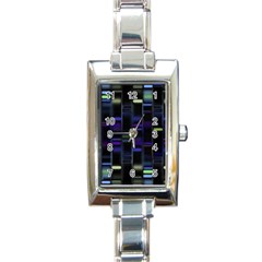 Biostatistics Line Blue Rectangle Italian Charm Watch by Mariart