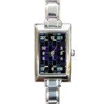 Biostatistics Line Blue Rectangle Italian Charm Watch Front