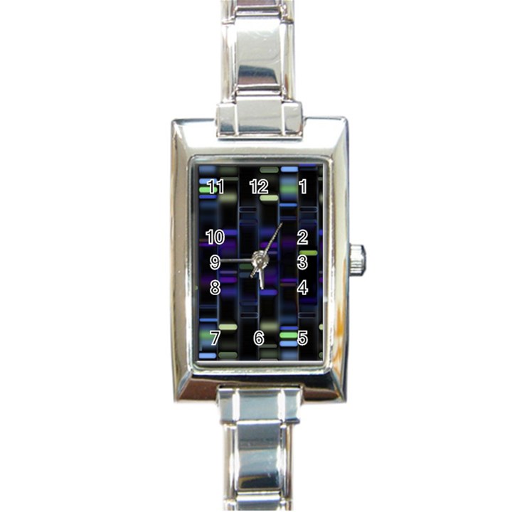 Biostatistics Line Blue Rectangle Italian Charm Watch