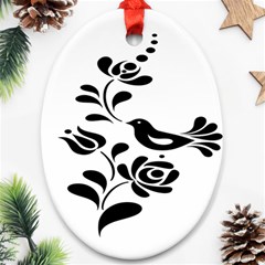 Birds Flower Rose Black Animals Ornament (oval) by Mariart