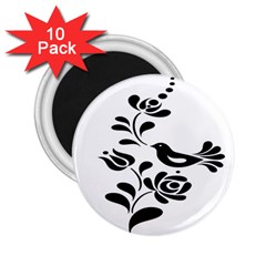 Birds Flower Rose Black Animals 2 25  Magnets (10 Pack) 