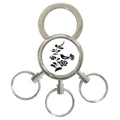 Birds Flower Rose Black Animals 3-ring Key Chains by Mariart