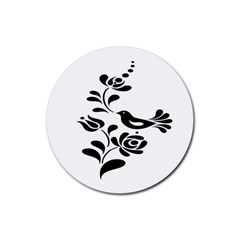 Birds Flower Rose Black Animals Rubber Coaster (round) 