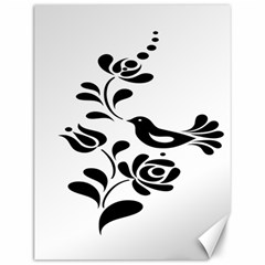 Birds Flower Rose Black Animals Canvas 12  X 16  