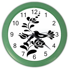 Birds Flower Rose Black Animals Color Wall Clocks