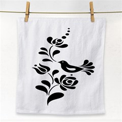 Birds Flower Rose Black Animals Face Towel by Mariart