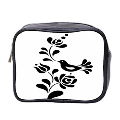 Birds Flower Rose Black Animals Mini Toiletries Bag 2-side by Mariart