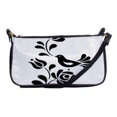 Birds Flower Rose Black Animals Shoulder Clutch Bags