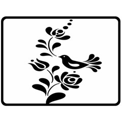 Birds Flower Rose Black Animals Fleece Blanket (large) 