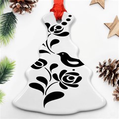 Birds Flower Rose Black Animals Christmas Tree Ornament (two Sides) by Mariart