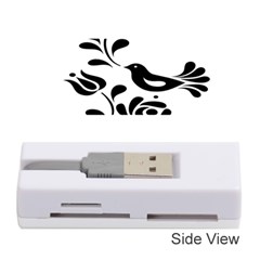 Birds Flower Rose Black Animals Memory Card Reader (stick)  by Mariart