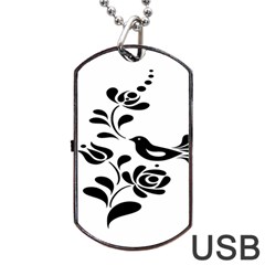 Birds Flower Rose Black Animals Dog Tag Usb Flash (two Sides)