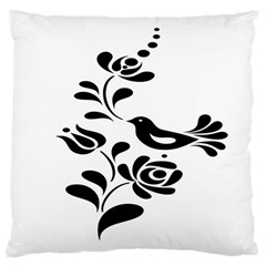 Birds Flower Rose Black Animals Large Cushion Case (one Side) by Mariart