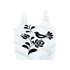 Birds Flower Rose Black Animals Full Print Recycle Bags (s) 