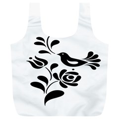 Birds Flower Rose Black Animals Full Print Recycle Bags (l)  by Mariart