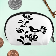 Birds Flower Rose Black Animals Accessory Pouches (large)  by Mariart