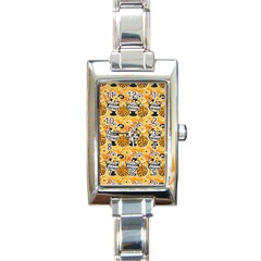 Amfora Leaf Yellow Flower Rectangle Italian Charm Watch