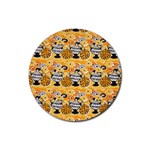 Amfora Leaf Yellow Flower Rubber Round Coaster (4 pack)  Front