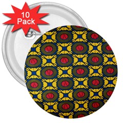 African Textiles Patterns 3  Buttons (10 Pack) 