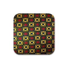 African Textiles Patterns Rubber Coaster (square) 