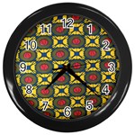 African Textiles Patterns Wall Clocks (Black) Front