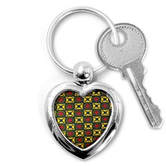 African Textiles Patterns Key Chains (heart) 