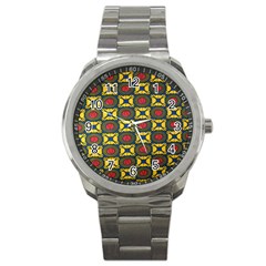 African Textiles Patterns Sport Metal Watch by Mariart