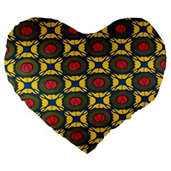 African Textiles Patterns Large 19  Premium Heart Shape Cushions by Mariart