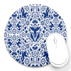 Birds Fish Flowers Floral Star Blue White Sexy Animals Beauty Round Mousepads