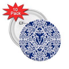 Birds Fish Flowers Floral Star Blue White Sexy Animals Beauty 2 25  Buttons (10 Pack)  by Mariart