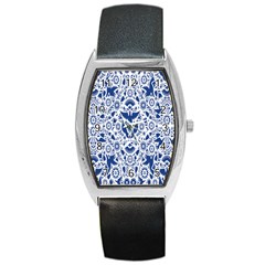 Birds Fish Flowers Floral Star Blue White Sexy Animals Beauty Barrel Style Metal Watch by Mariart