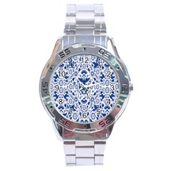 Birds Fish Flowers Floral Star Blue White Sexy Animals Beauty Stainless Steel Analogue Watch by Mariart