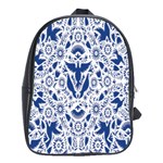 Birds Fish Flowers Floral Star Blue White Sexy Animals Beauty School Bag (XL) Front