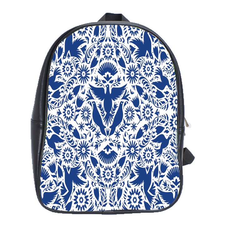 Birds Fish Flowers Floral Star Blue White Sexy Animals Beauty School Bag (XL)