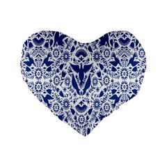 Birds Fish Flowers Floral Star Blue White Sexy Animals Beauty Standard 16  Premium Heart Shape Cushions by Mariart