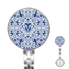 Birds Fish Flowers Floral Star Blue White Sexy Animals Beauty Stainless Steel Nurses Watch by Mariart