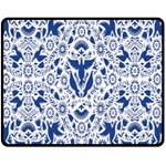 Birds Fish Flowers Floral Star Blue White Sexy Animals Beauty Double Sided Fleece Blanket (Medium)  58.8 x47.4  Blanket Front