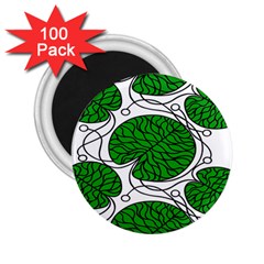 Bottna Fabric Leaf Green 2 25  Magnets (100 Pack)  by Mariart