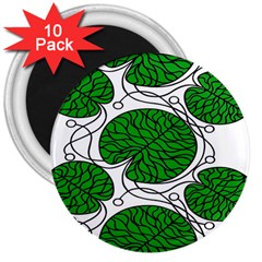 Bottna Fabric Leaf Green 3  Magnets (10 Pack) 