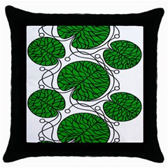 Bottna Fabric Leaf Green Throw Pillow Case (black) by Mariart