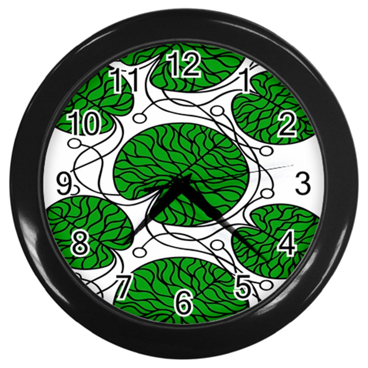 Bottna Fabric Leaf Green Wall Clocks (Black)