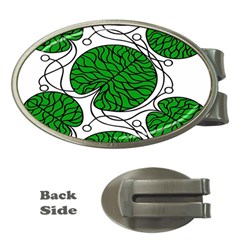 Bottna Fabric Leaf Green Money Clips (oval) 