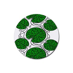 Bottna Fabric Leaf Green Rubber Coaster (round)  by Mariart