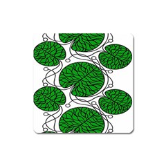 Bottna Fabric Leaf Green Square Magnet by Mariart