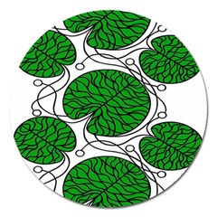 Bottna Fabric Leaf Green Magnet 5  (round) by Mariart