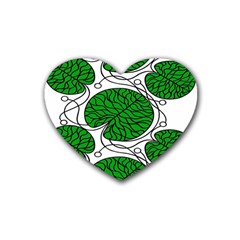 Bottna Fabric Leaf Green Heart Coaster (4 Pack)  by Mariart