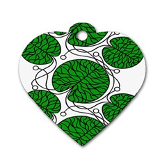 Bottna Fabric Leaf Green Dog Tag Heart (two Sides) by Mariart